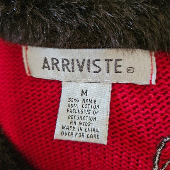 Arrviste Ramie Sweater Christmas Crazy Cat Lady M - Picture 7 of 7